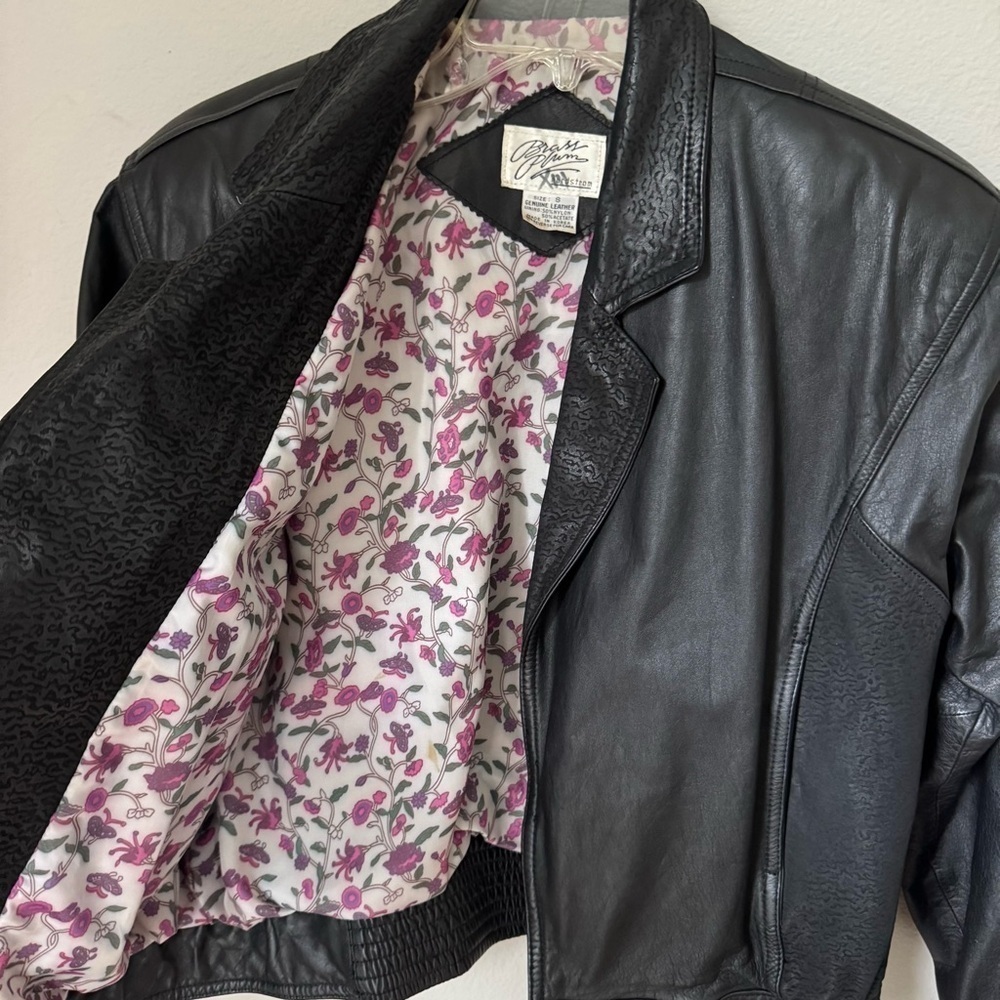 Vintage Brass Plum Nordstrom Y2K Cropped Genuine Leather lined jacket size Small